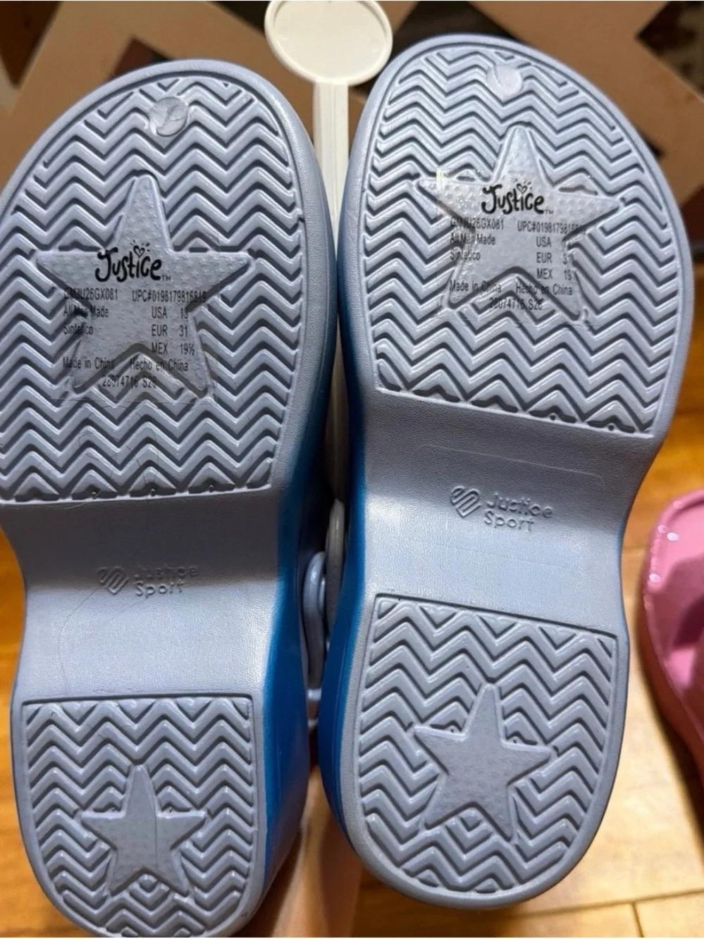 Justice Lilac Mary Jane Clog and Pink Glitter Slide Sandal Duo